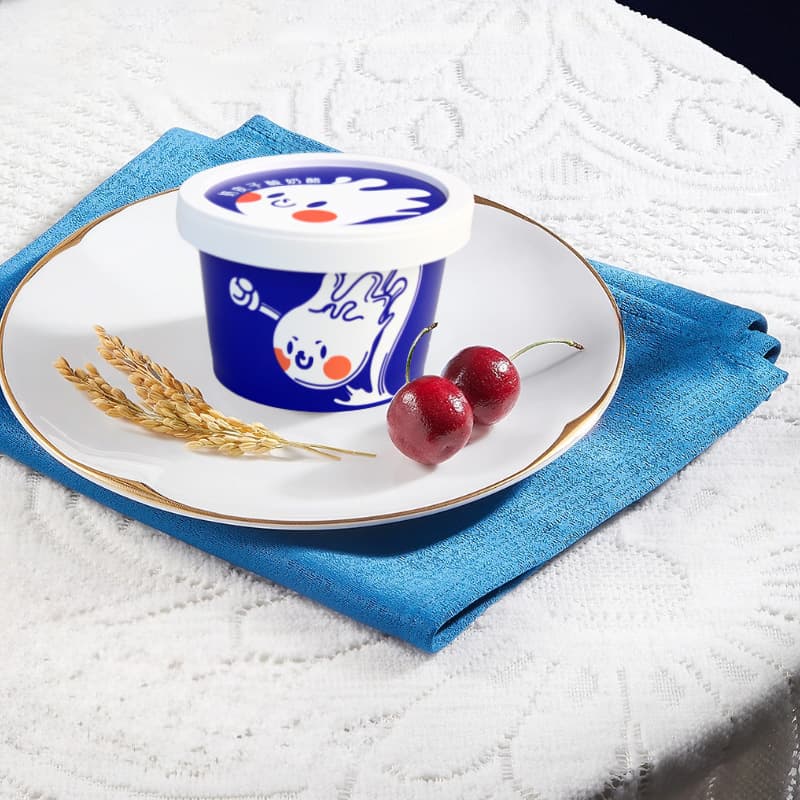 Plastic Packaging Cup for Yogurt Ice Cream Pudding Mousse, Round Thickened with Spoon and Sealing Film, Customizable