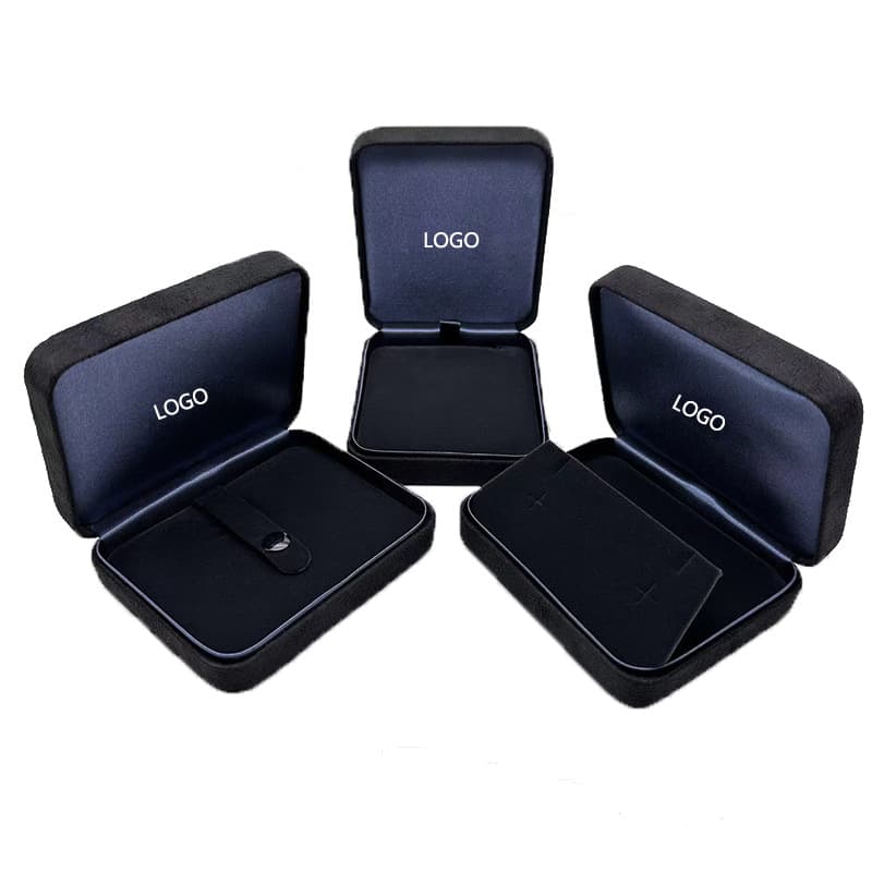 Black Suede Velvet Iron Box Jewelry Storage Case Necklace Diamond Bracelet Earring Gift Box Cross-Border Stock