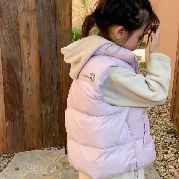 2024 New Children's Down Vest with Stand-up Collar, Unisex for Small to Large Kids, White Duck Down Outer Wear