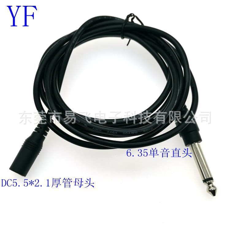 Manufacturer Supply Pure Copper 6.35 Mono Audio Cable Male to DC5.5*2.1 Female Extension Cable for Guitar Charging