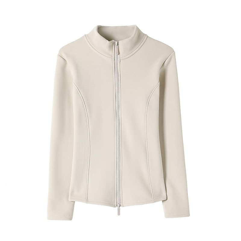 Autumn/Winter Graphene Slim Fit Jacket Outdoor Sports Fleece-Lined Stand Collar Cardigan Women's Inner Thermal Wear