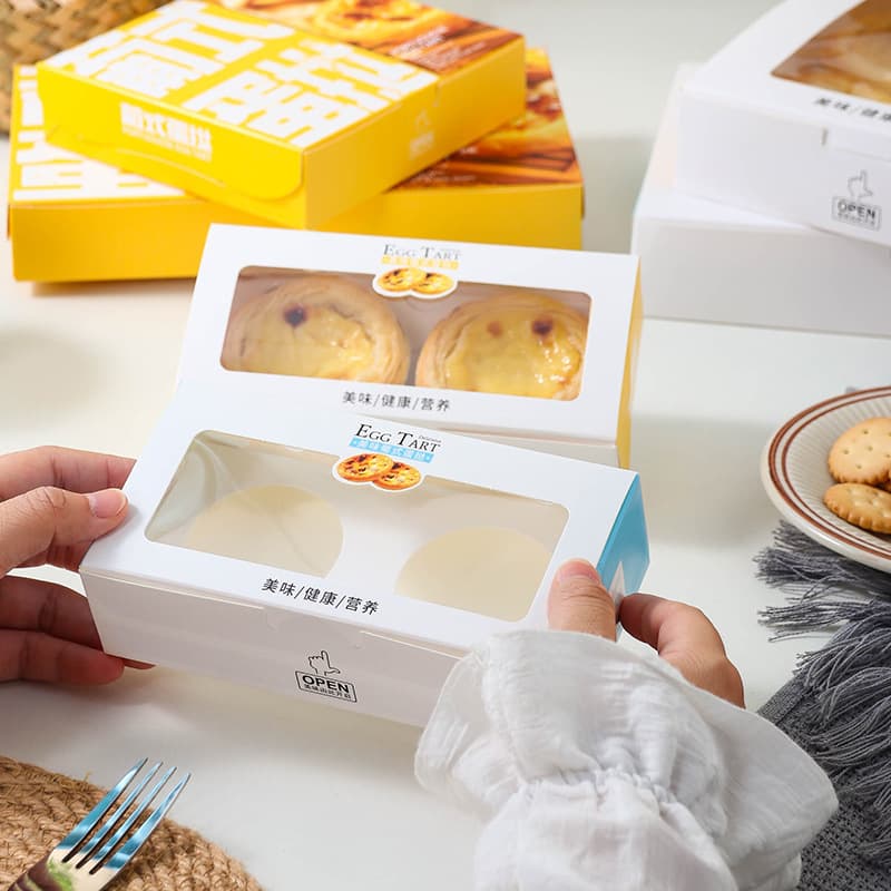 Egg tart packaging box 2/4/6 pieces household commercial Portuguese egg tart special baking packaging take-out dessert box