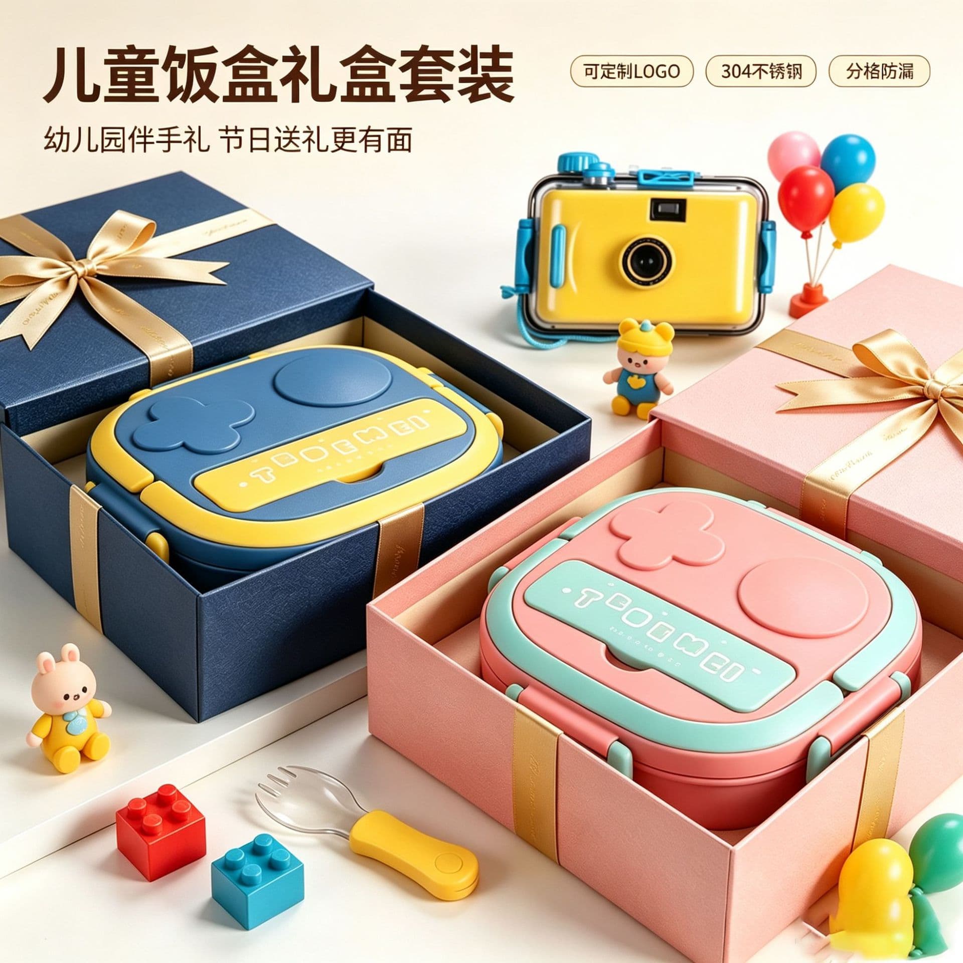 Children's crisper small food supplement school canteen lunch box portable stainless steel lunch box sealed and insulated cartoon