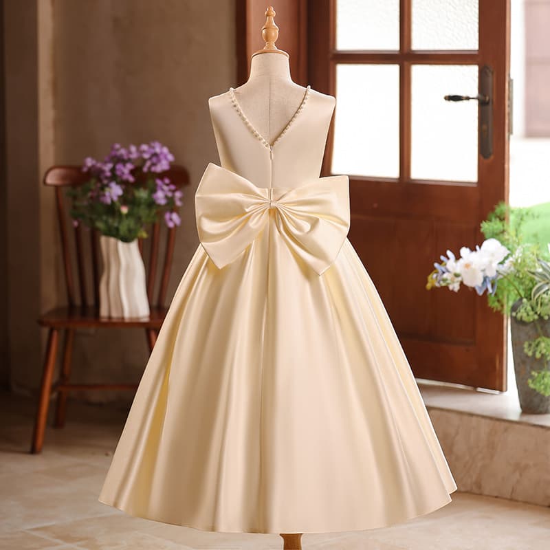 Girls' Formal Dress Princess Gown Champagne Color Piano Performance Outfit Children's National Day Host Tulle Dress