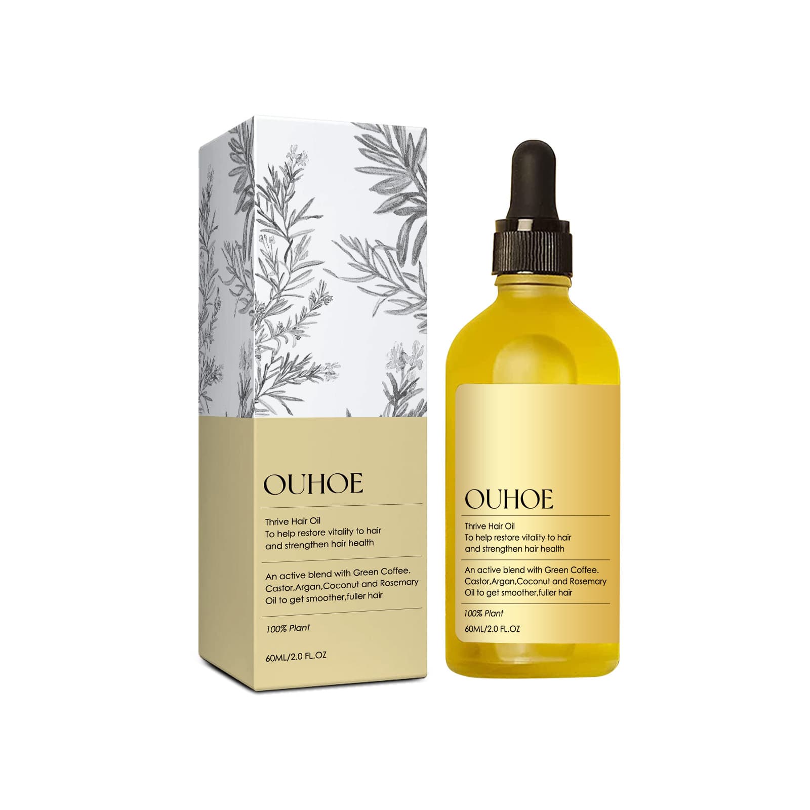 OUHOE Rosemary Hair Oil Long-Lasting Fragrance Improves Dry Frizzy Damaged Hair Smooth Hair Care