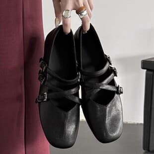 Retro Cross-Strap Mary Jane Shoes for Women, Beautiful and Comfortable with Dresses, Ballet Flats, Low-Cut