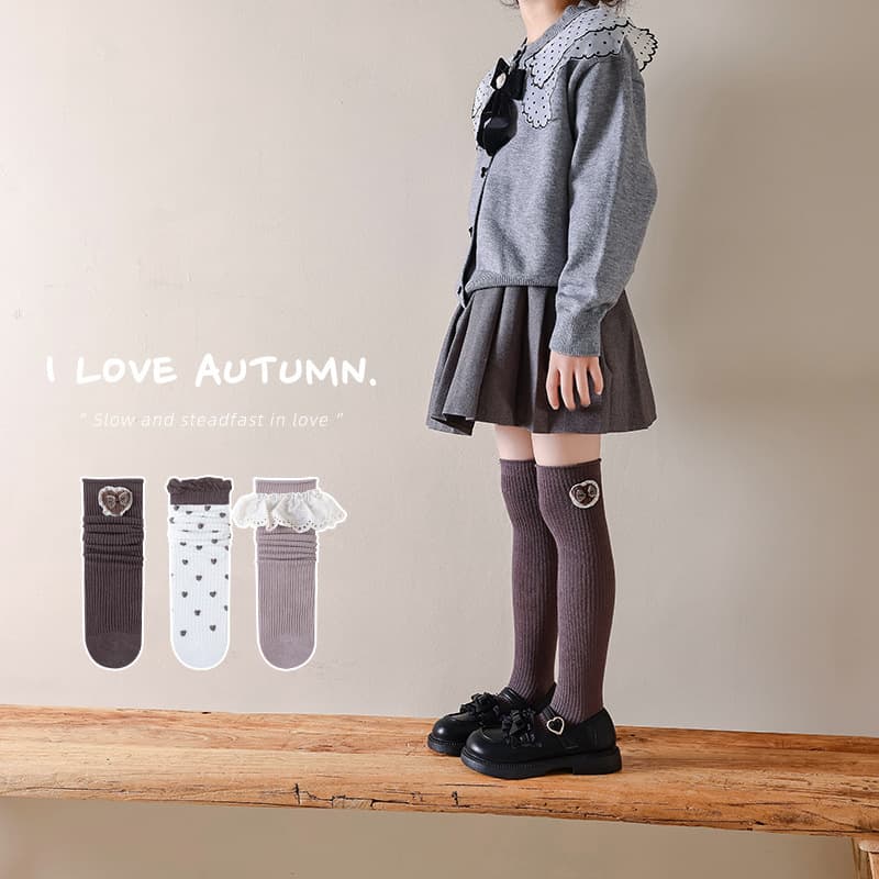 Girls' Knee-High Socks Autumn/Winter New Style Lace Trim Ballet Flat Socks for Girls Korean Style Kids' Socks