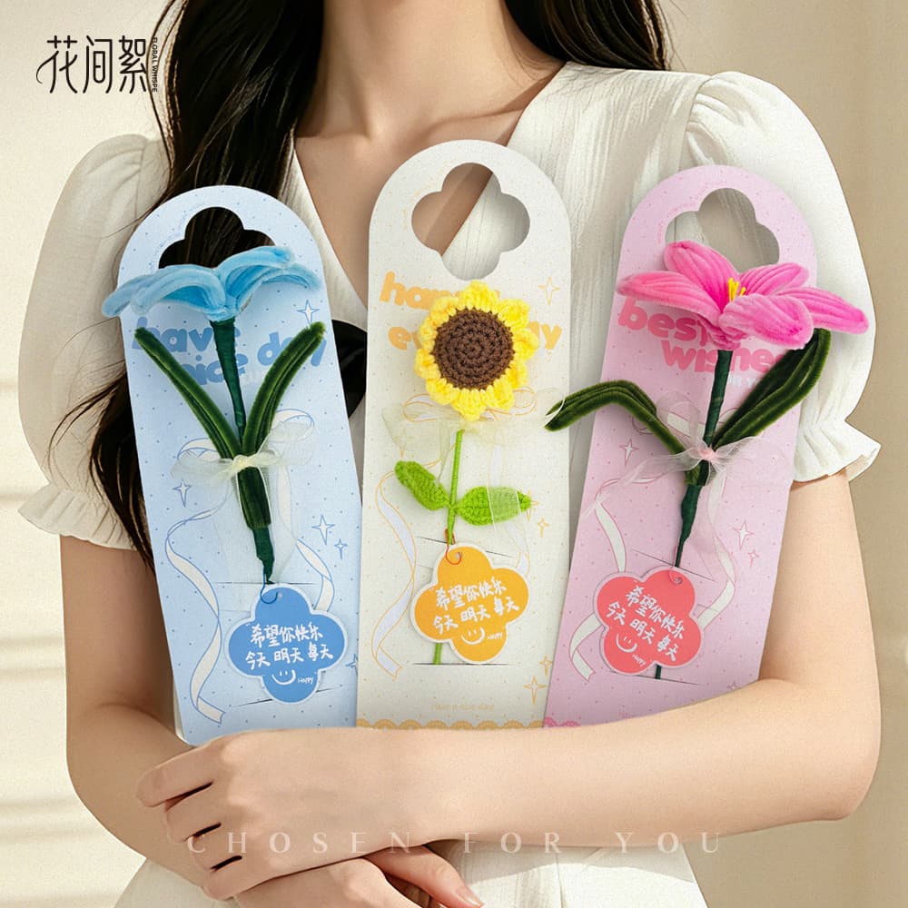 Huajianxu Polka Dot Teacher's Day Carnation Cute Flower Handheld Card Fresh Flower Handmade Single Stem Bouquet Packaging Flower Gift