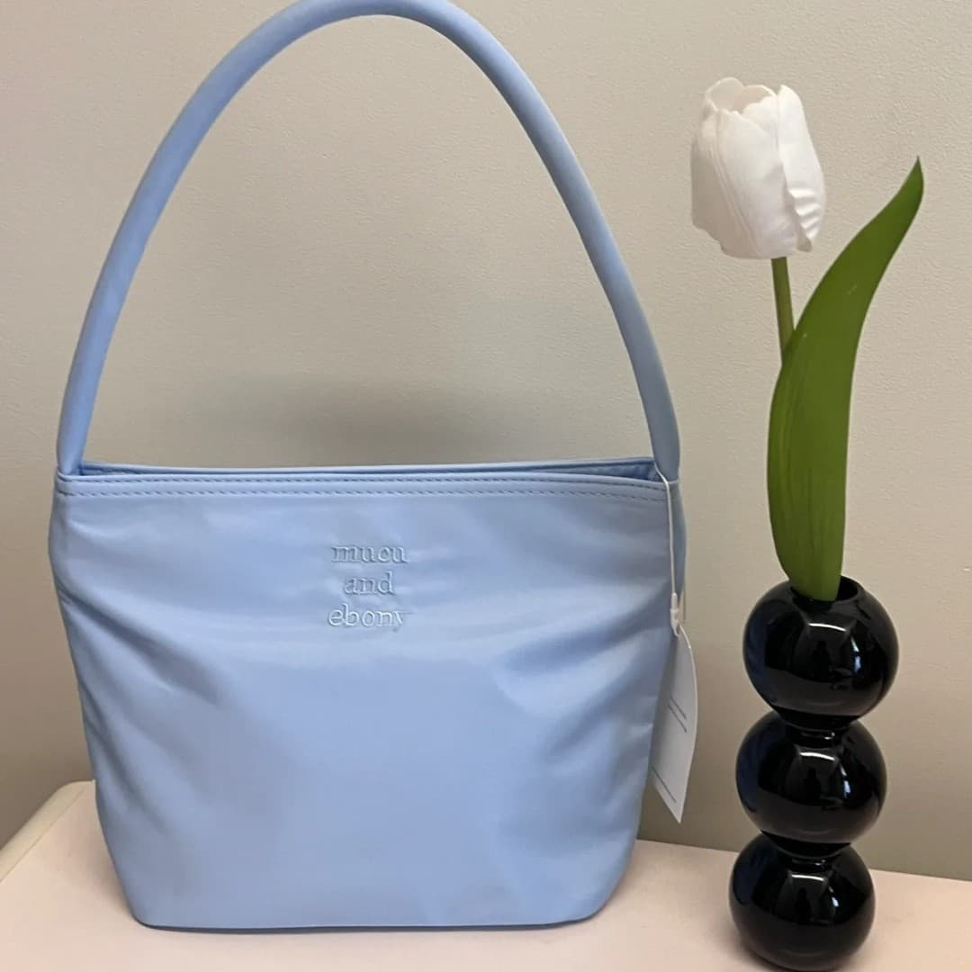 Niche Design Mucu and Ebony Tote Bag with Letter Embroidery Nylon Bag Small Square Bag Fresh and Sweet