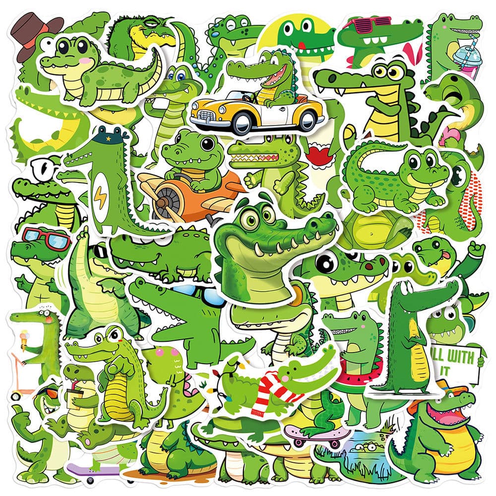 50 cartoon animal crocodile stickers, cute and creative ins style high-definition pattern luggage mobile phone stickers