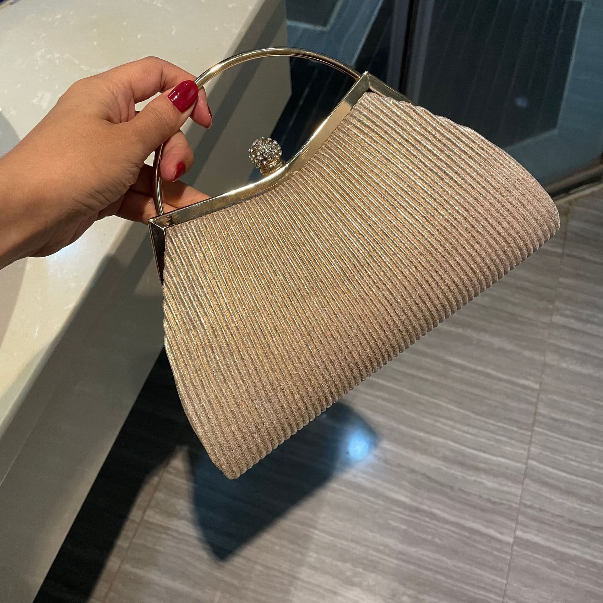 Folded Diamond Embedded Evening Bag Cheongsam Ball Gown Princess Bag KTV Socialite Handbag Embroidered Clutch Vintage Style