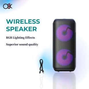 O8K BT-2407 Outdoor 4-Inch Dual Speaker Portable Subwoofer with Colorful LED Lights Home Speaker