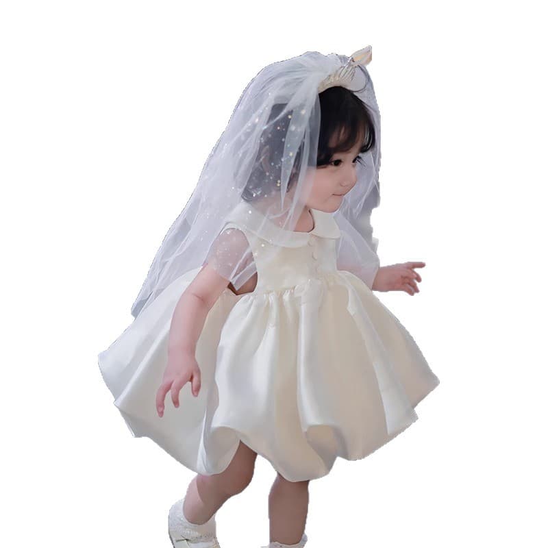 Baby Girl First Birthday Gown Spring New High-End Princess Dress Flower Girl Wedding Dress Tutu Skirt