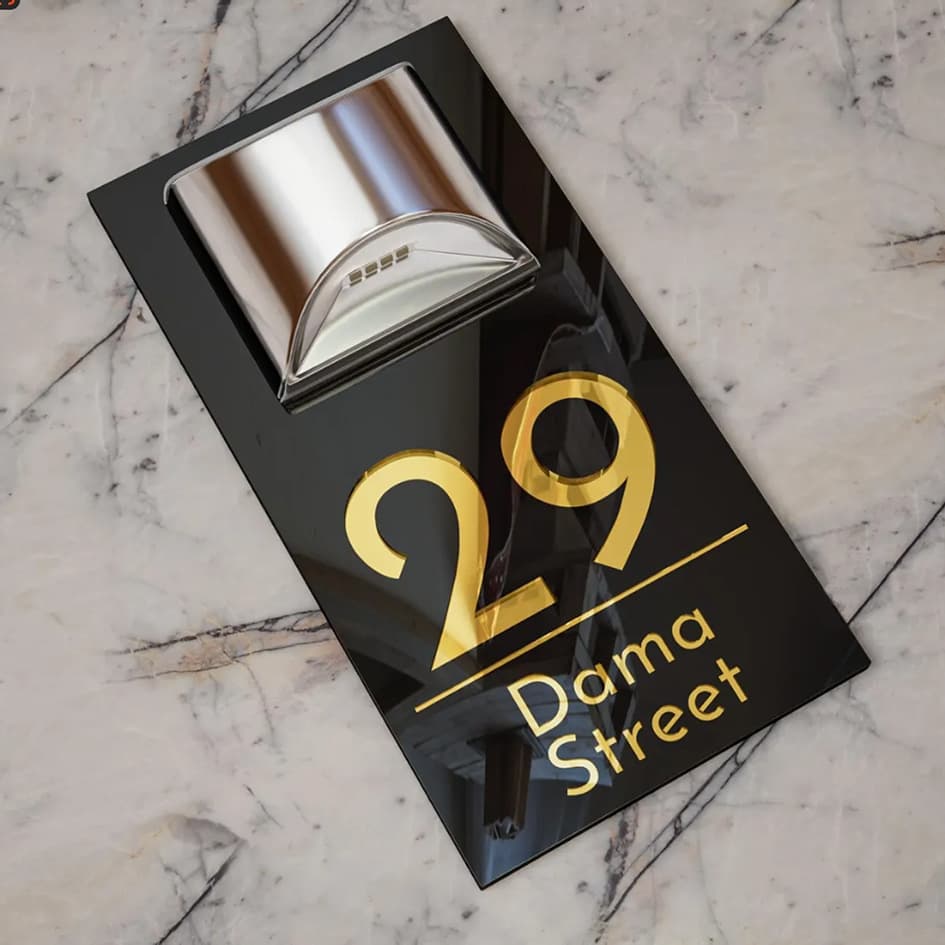 Acrylic solar light house numbers for courtyards, double-layer engraved information signs, factory drop shipping