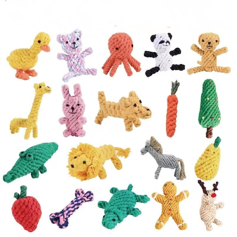 Pet Toy Dog Rope Knot Toy Animal Series Shape Teething Rope Tug Interactive Pulling Dog Toy