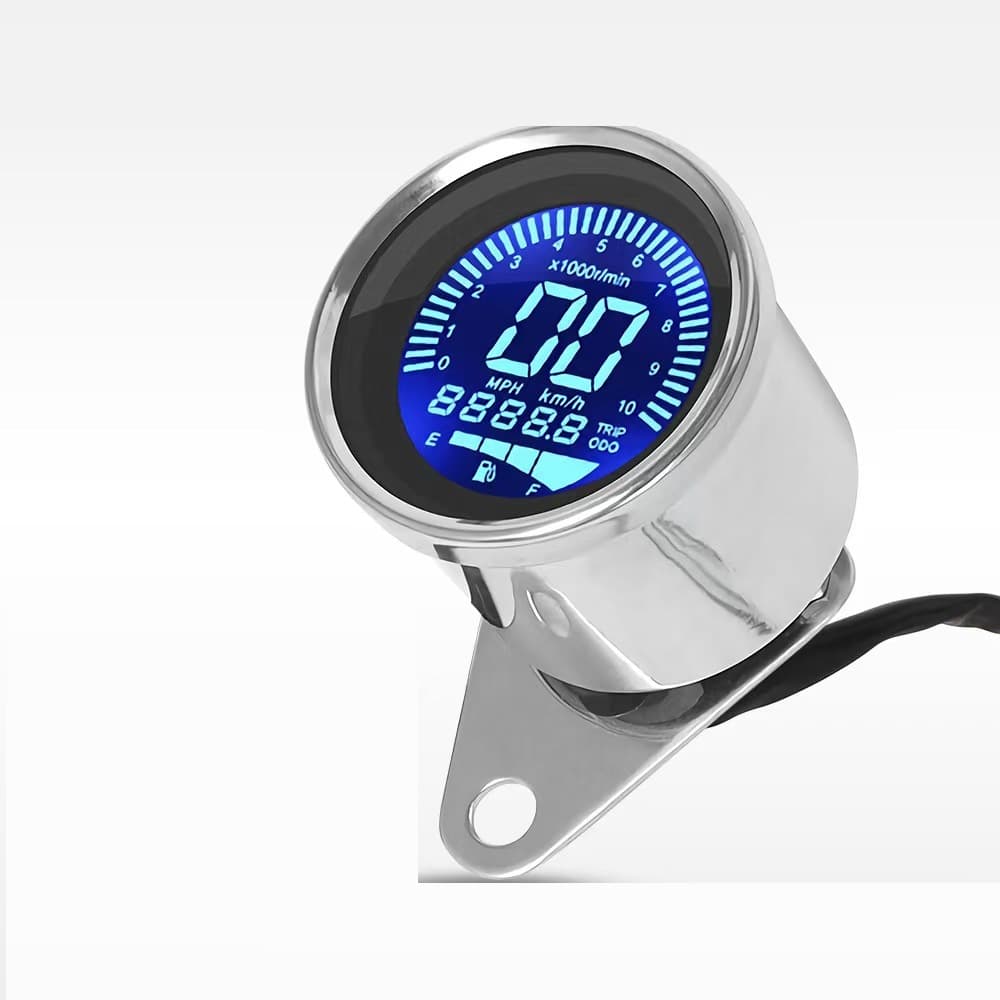Motorcycle Integrated LED LCD Display Instrument Cluster Retro Modified Gauge with Odometer, Tachometer, and Fuel Level
