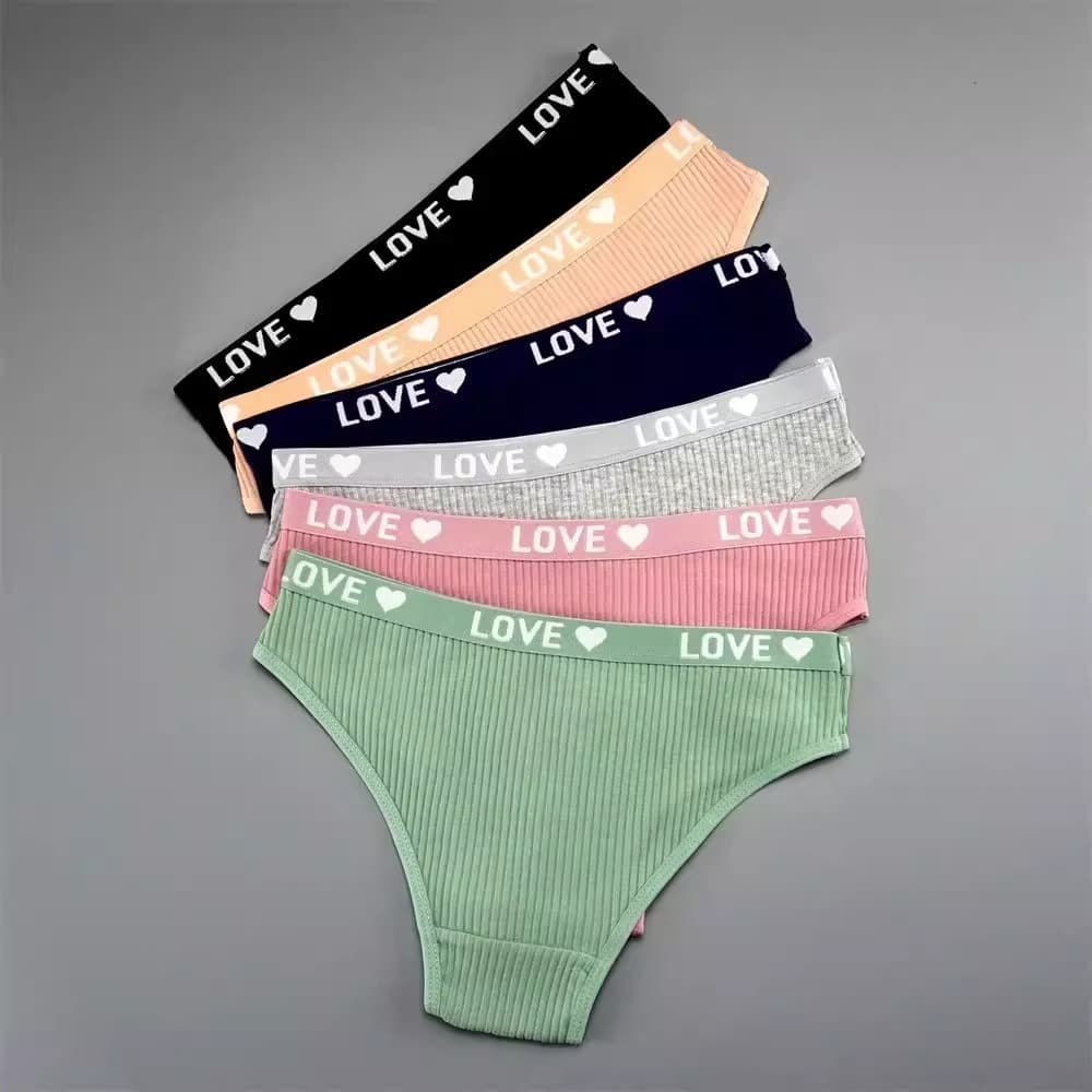 New V-shaped women's pure cotton ribbed briefs, European and American style, solid color, mid-waist, hip-lifting, breathable, double-layer crotch design, women's underwear.