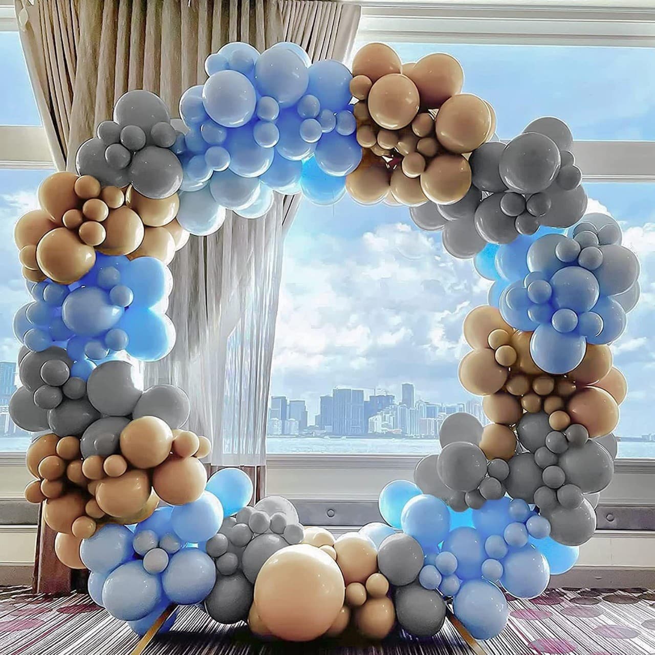 Cross Border Macaron Blue Gray Balloon Chain Garland Baby Shower Bridal Shower Birthday Party Decoration Set