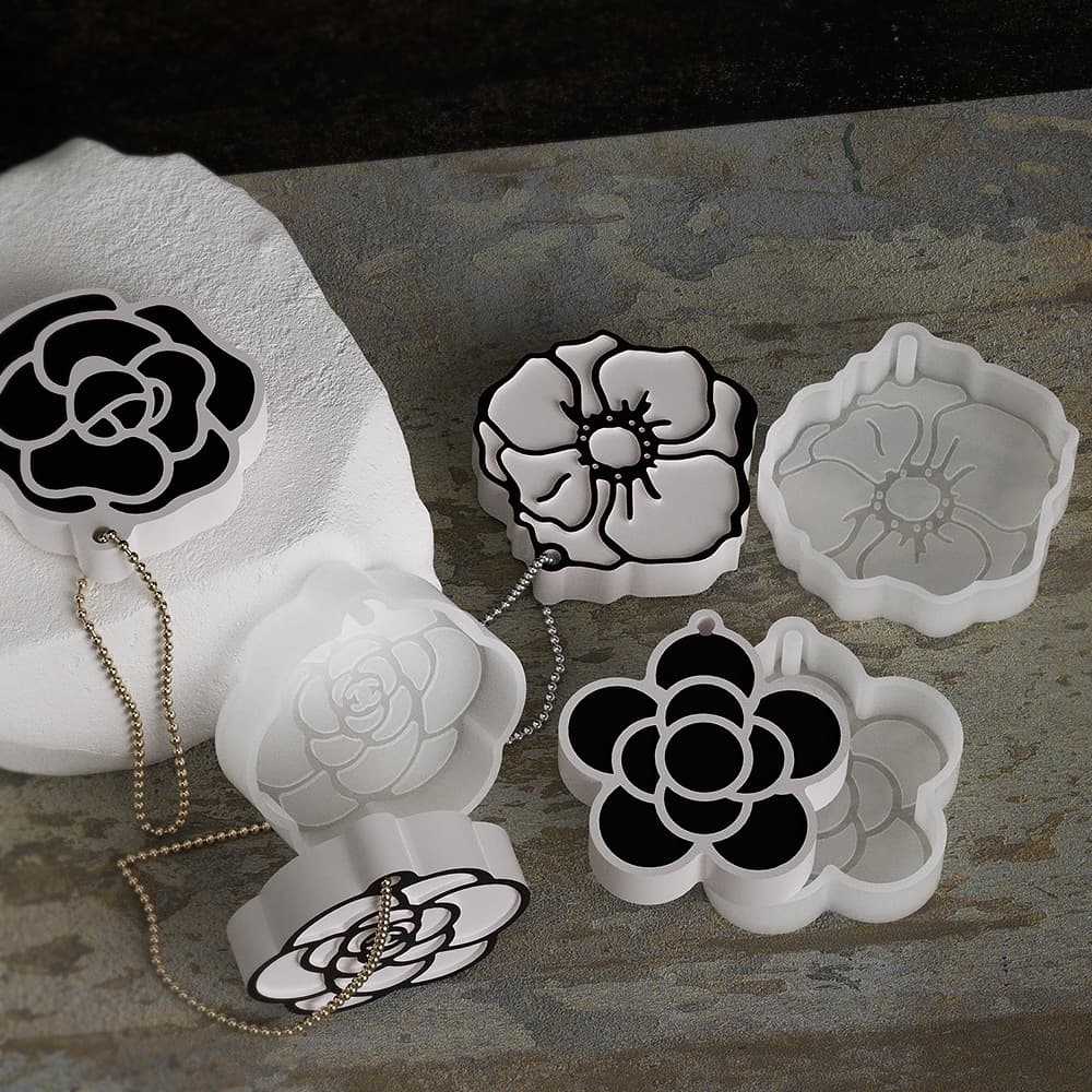 DIY Aromatherapy Gypsum Camellia Flower Hanging Silicone Mold Camellia Wardrobe Fragrance Piece Car Air Vent Clamp Mold