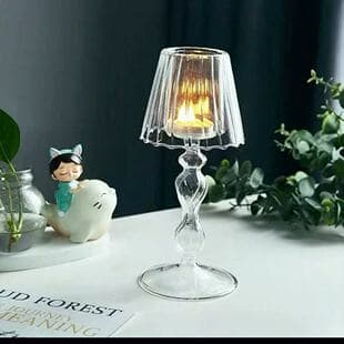 Nordic Ins Style Glass Candle Holder Lamp Shape Candle Vessel Vintage Transparent Candle Cup Decoration Custom