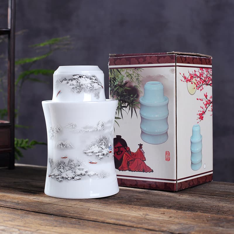 Jingdezhen High-Temperature White Porcelain Wine Warmer, Traditional 3-Liang (150g) Capacity Heating Pot