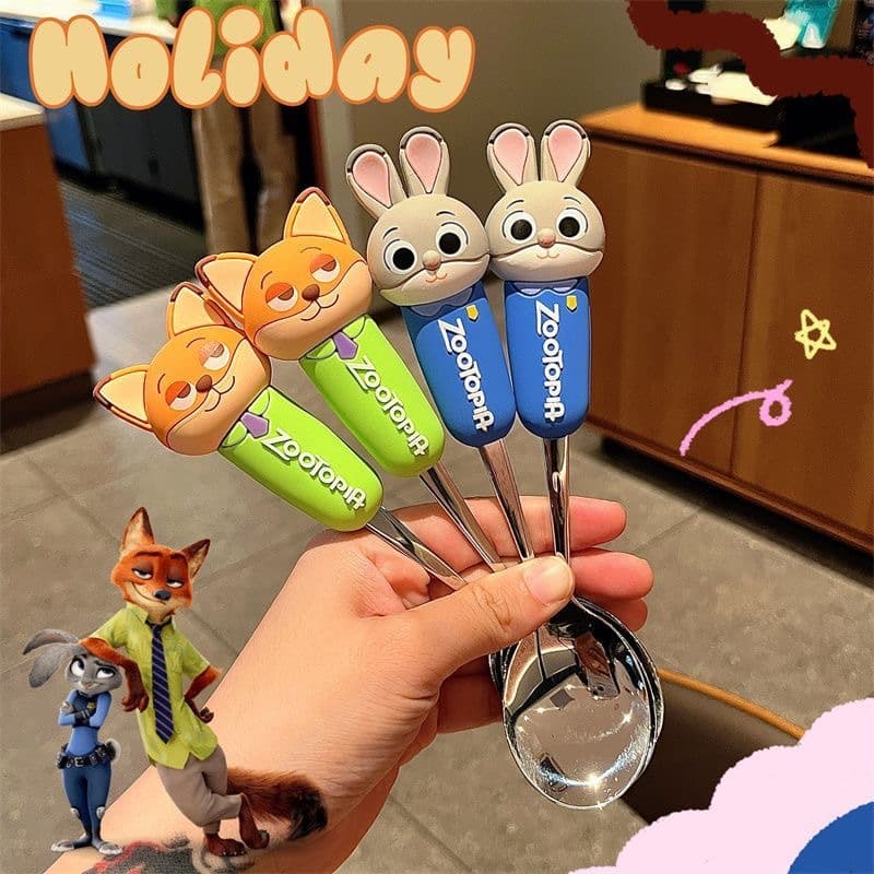 Stitch Cartoon 304 Stainless Steel Rice Spoon, Fork, and Chopsticks 3-Piece Portable Dining Set for Kids and Students