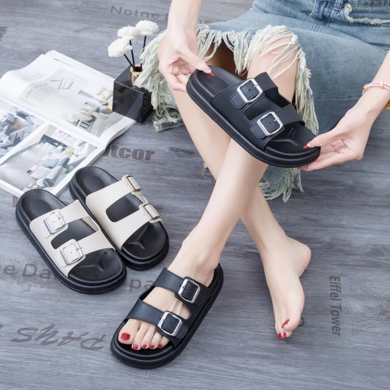 New Trendy Thick-Sole Birkenstock Women's Shoes 2025 Korean Style Versatile Buckle Slide Sandals Simple Outdoor Sandals