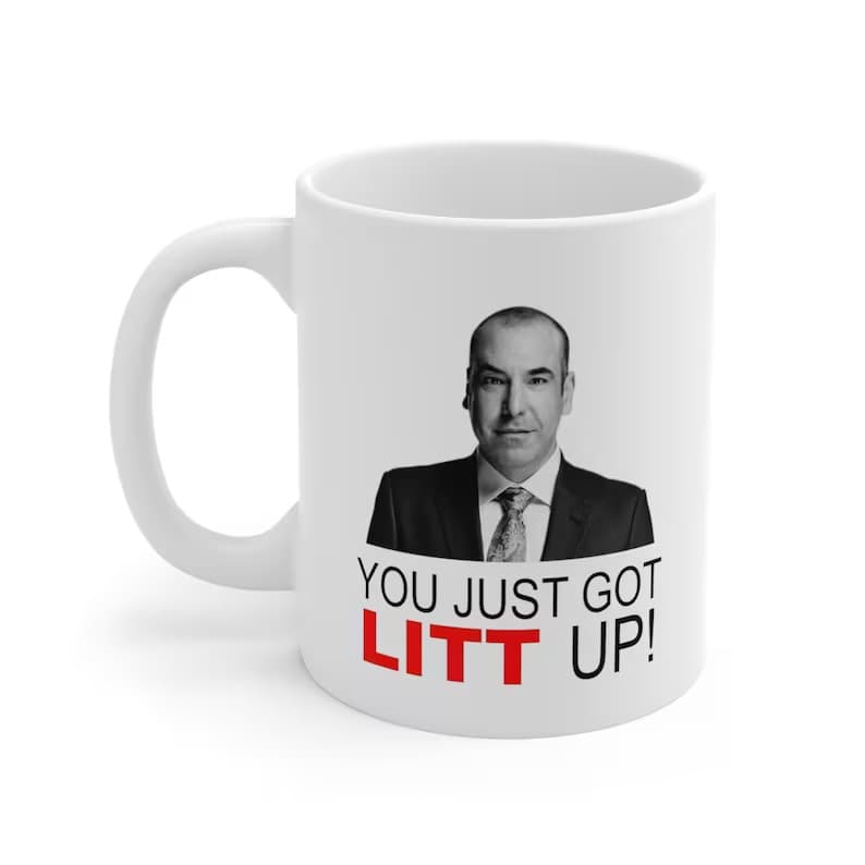 Gold Edition Ceramic Coffee Mug Tea Cup Louis Litt Attorney Mark Cup High Temperature Resistant Office Water Cup round Shape