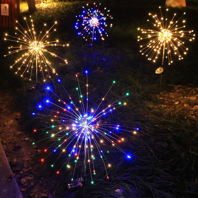 Solar Firework Light String Outdoor Courtyard Garden Lawn Dandelion Light Atmosphere Decoration Color Light Factory Direct Wholesale
