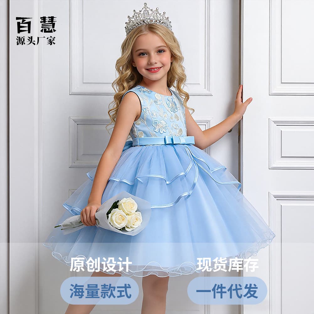 Princess Style Children's Dress Floral Girl's Puffy Skirt Wedding Gown Formal Evening Dress Cotton Polyester Blend Kids' Clothing