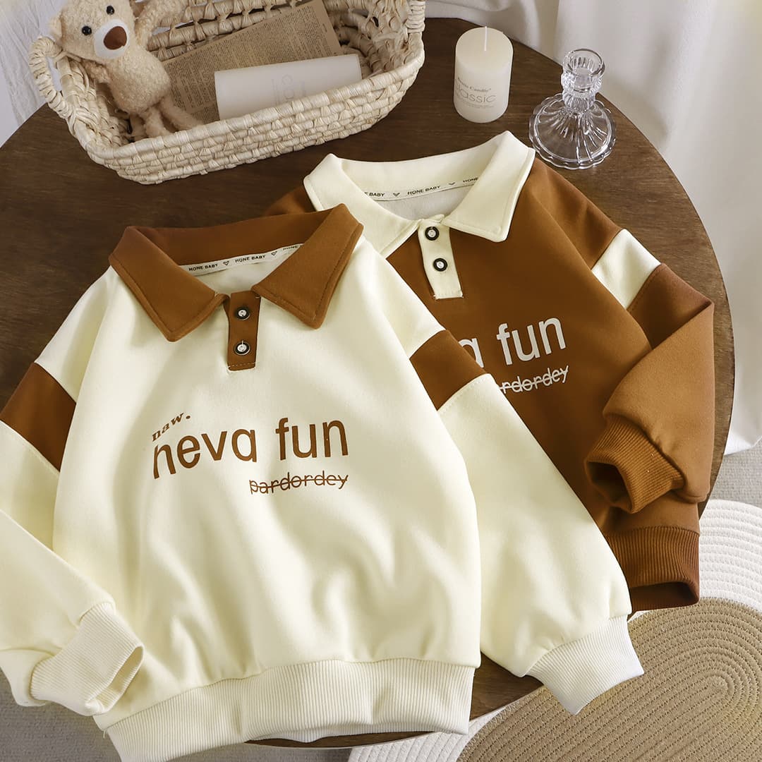 Boys' Autumn Hoodie 2025 New Collar Polo Shirt Children's Spring/Autumn Loose Long Sleeve Small Kids' Top Wholesale