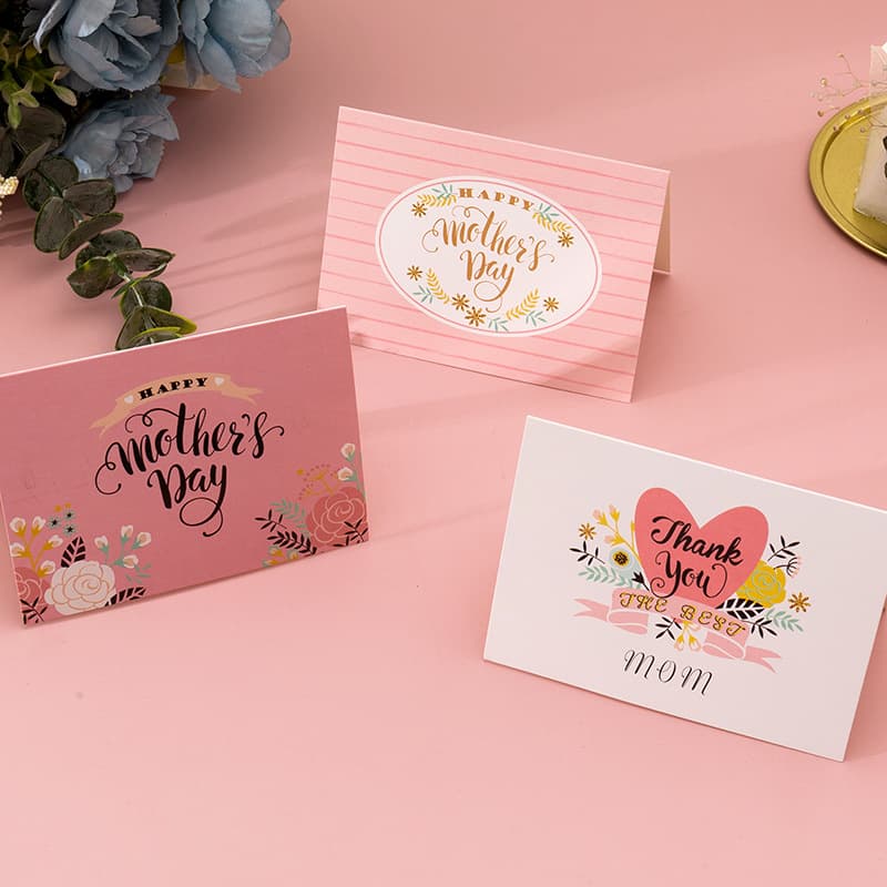 Simple Modern Greeting Card for Mother's Day and Father's Day Baking Wish Message Small Card Floral Bouquet Office Supplies