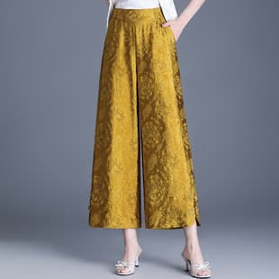 Elegant Wide Leg Pants Summer New Chinese Style Bud Pants Thin Loose Casual Trousers Cropped Pants Middle-Aged Women's Pants
