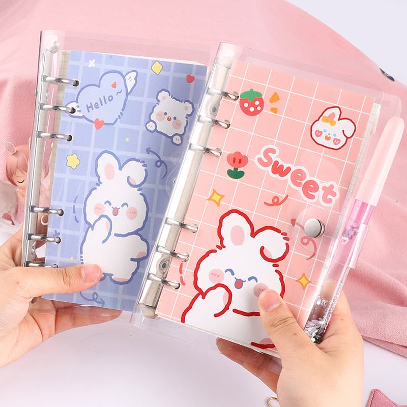 Transparent Notebook Minimalist PVC Binder Cute Cartoon Rabbit Creative Notebook Spiral Bound Detachable