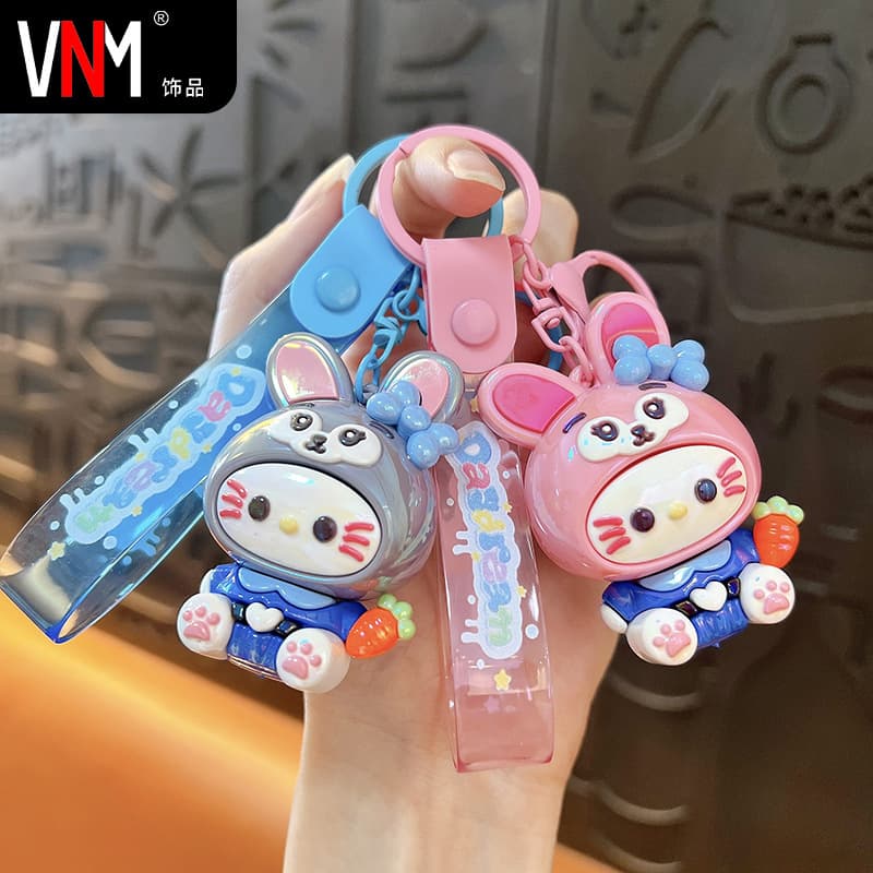 Creative UV Electroplated Carrot Rabbit Keychain Cute Bag Pendant Car Keychain Grab Machine Small Gift Wholesale