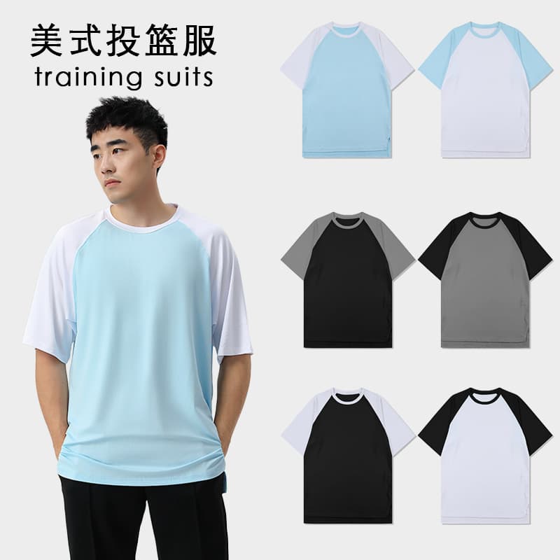 Training Suits American Loose Fit Men's Summer T-Shirt Moisture Wicking Sports Basketball Running Wear