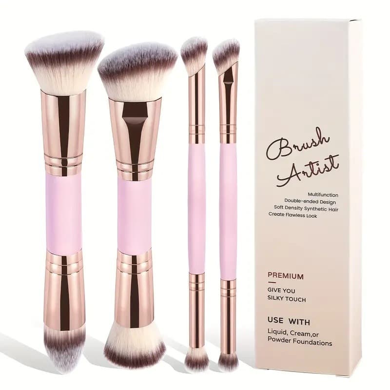 Cross-border New Dual-Ended Foundation Blush Brush Soft Bristle Makeup Tool Contour Brush Powder Brush Makeup Brush Set
