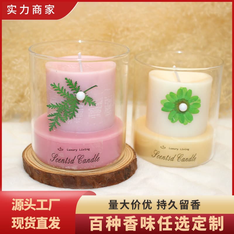 Soy wax column wax dried flower scented candle cup rose gardenia floral scented candle wedding Valentine's Day gift