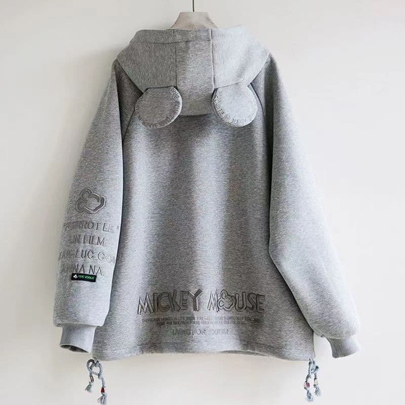 2023 Spring/Early Spring Mid-length 190g Fleece-lined Top Coat Set Trendy Embroidery Loose Versatile Women's Hoodie