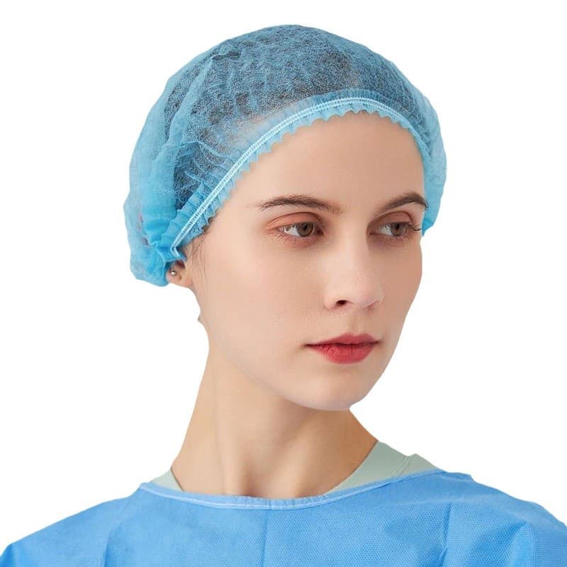 Disposable Non-Woven Cap Hairnet Breathable Chef Kitchen Work Hat Dust-Proof Workshop Strip Cap