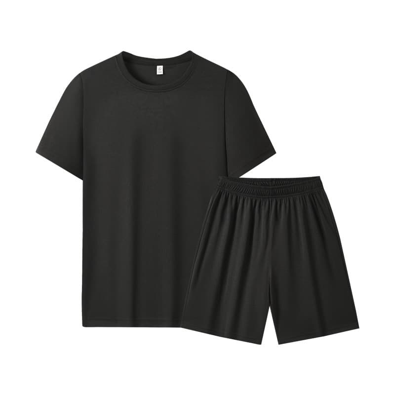 New Summer Men's Breathable Sportswear Set Plus Size Fashionable Casual Round Neck Short Sleeve Set