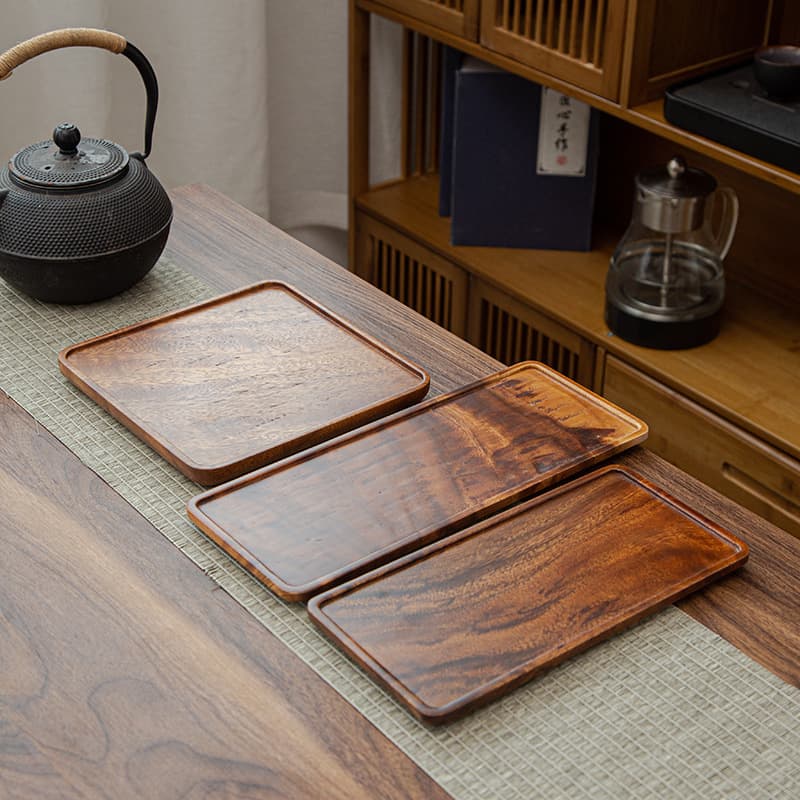 Hundreds of Wooden Walnut Trays, Solid Wood Fruit Platters, Hotel Tea Trays, Melon Seed Trays, Rectangular Home Dry Tea Trays