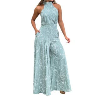 2025 Amazon Cross-Border EU/US Women's Fashion New Arrival Ins Style Round Neck Sexy Print Jumpsuit