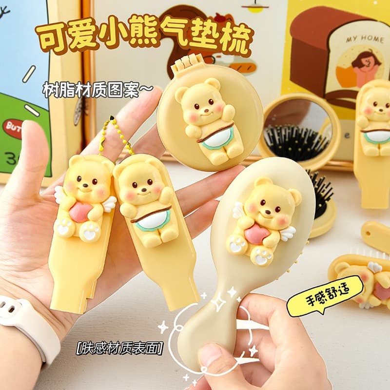 Cute Bear Air Cushion Comb, Customized Comb for Girls, Cartoon Massage Comb, Portable Small Comb for Children, Wholesale