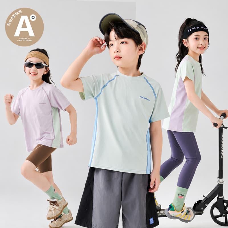 Children's Quick-Dry T-Shirt Summer Boys Girls Sports Raglan Sleeve Top Youth Short Sleeve Training Wear