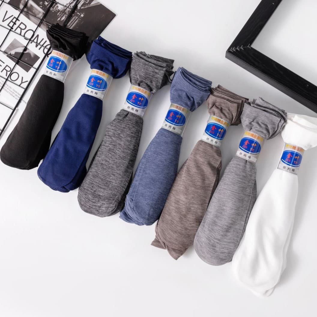 Summer men's mid-tube short sheer socks, foot bath stall socks, mercerized cotton solid color thin style business men's socks wholesale.