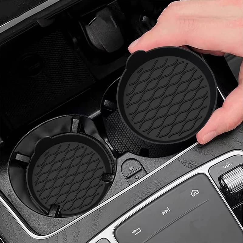 Cross-border hot-selling car silicone coaster, leak-proof car cup mat, round silicone anti-slip pad, car interior accessory