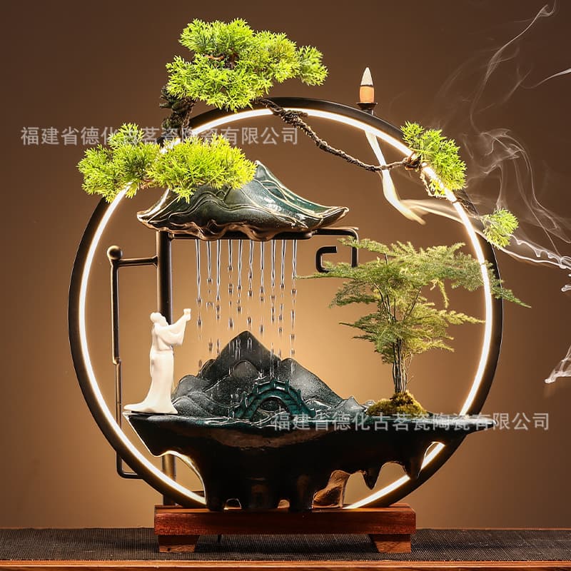 Automatic Circulating Water Flow Ornament Rain Scene Water Cycle Living Room Tea Room Home Factory Direct New Zen Fountain
