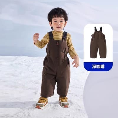 New link boys and girls three-proof down thickened overalls children's baby winter trousers overalls new link