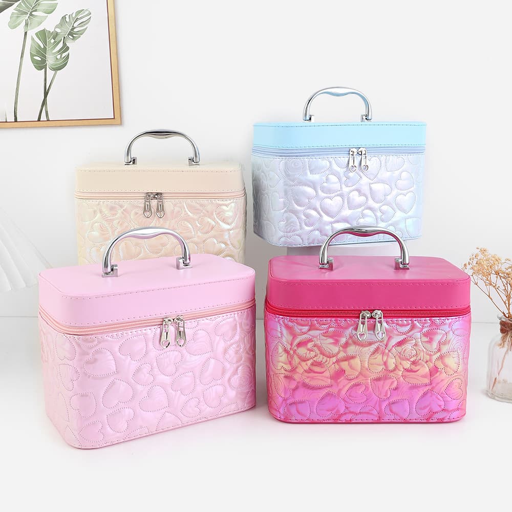 Dopamine Heart Large Capacity Cosmetic Storage Box, Travel Cosmetic Handbag, Home Use, Dopamine Style, Waterproof